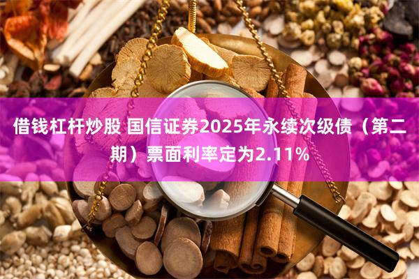 借钱杠杆炒股 国信证券2025年永续次级债（第二期）票面利率定为2.11%