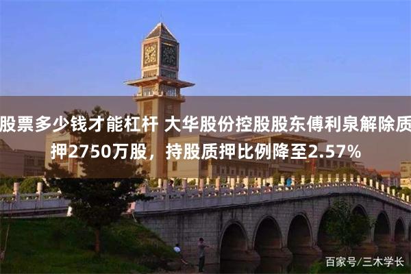 股票多少钱才能杠杆 大华股份控股股东傅利泉解除质押2750万股，持股质押比例降至2.57%