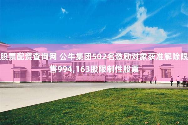 股票配资查询网 公牛集团502名激励对象获准解除限售994,163股限制性股票
