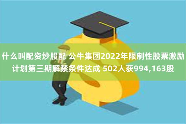 什么叫配资炒股配 公牛集团2022年限制性股票激励计划第三期解禁条件达成 502人获994,163股