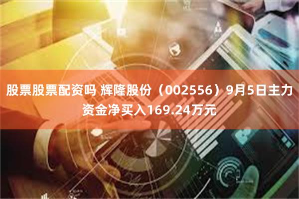 股票股票配资吗 辉隆股份（002556）9月5日主力资金净买入169.24万元