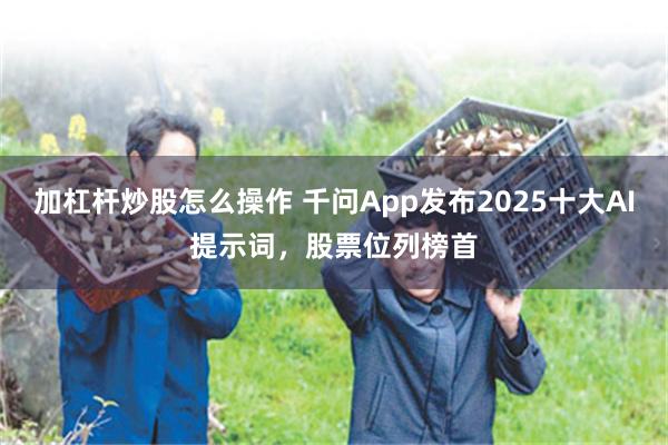 加杠杆炒股怎么操作 千问App发布2025十大AI提示词，股票位列榜首
