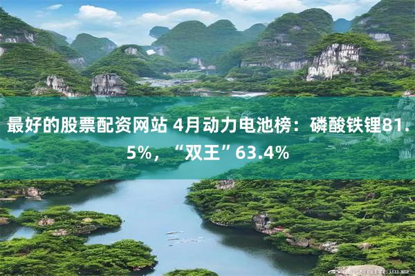 最好的股票配资网站 4月动力电池榜：磷酸铁锂81.5%，“双王”63.4%