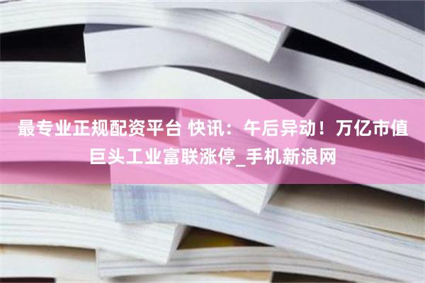 最专业正规配资平台 快讯：午后异动！万亿市值巨头工业富联涨停_手机新浪网