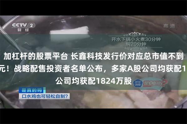 加杠杆的股票平台 长鑫科技发行价对应总市值不到5800亿元！战略配售投资者名单公布，多家A股公司均获配1824万股